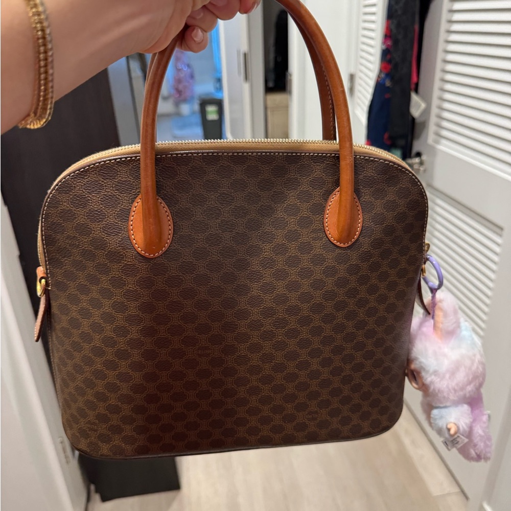 Celine Designer Handbag with Tan Accents and LABUBU - Picture 4 of 5